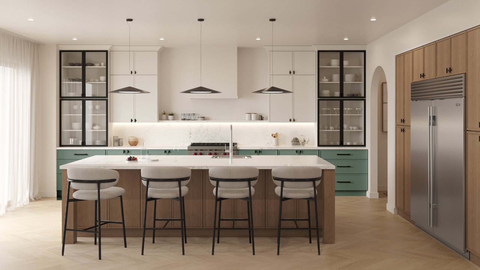 Green slim shaker kitchen