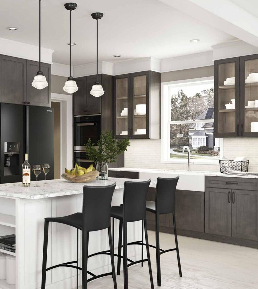 Slate kitchen with a white island