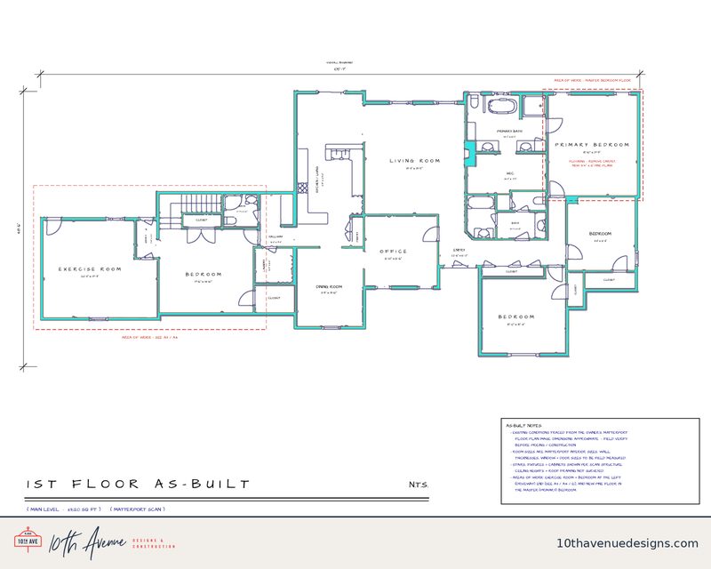 As-built floor plan drawn by 10th Avenue Designs
