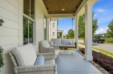 Front porch of a custom home built by 10th Avenue Designs